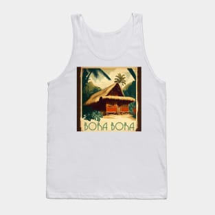 Bora Bora Hut Vintage Travel Art Poster Tank Top